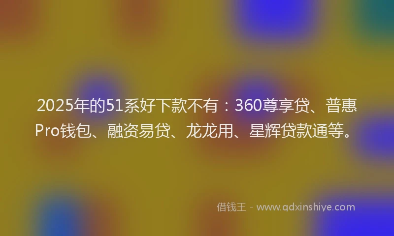 2025年的51系好下款不有：360尊享贷、普惠Pro钱包、融资易贷、龙龙用、星辉贷款通等。