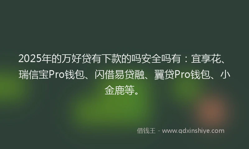2025年的万好贷有下款的吗安全吗有：宜享花、瑞信宝Pro钱包、闪借易贷融、翼贷Pro钱包、小金鹿等。