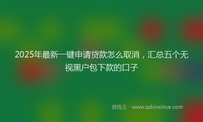 2025年最新一键申请贷款怎么取消，汇总五个无视黑户包下款的口子