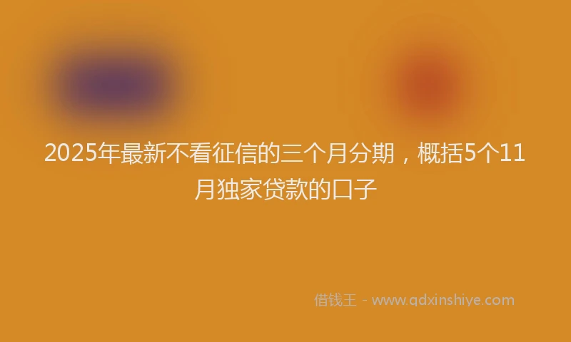 2025年最新不看征信的三个月分期，概括5个11月独家贷款的口子