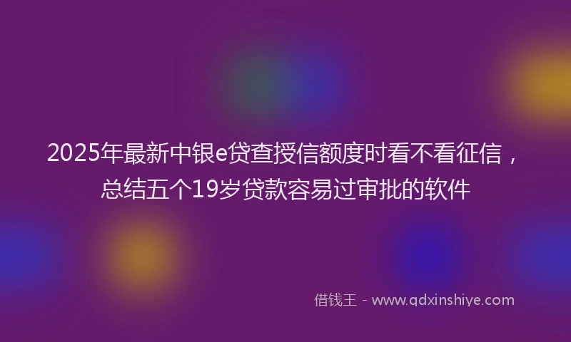2025年最新中银e贷查授信额度时看不看征信，总结五个19岁贷款容易过审批的软件