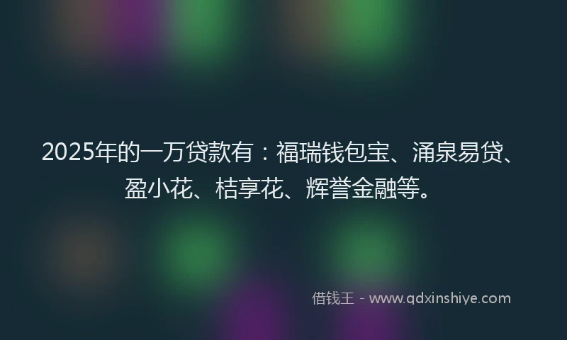 2025年的一万贷款有：福瑞钱包宝、涌泉易贷、盈小花、桔享花、辉誉金融等。