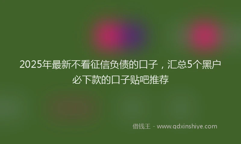 2025年最新不看征信负债的口子，汇总5个黑户必下款的口子贴吧推荐