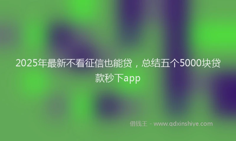 2025年最新不看征信也能贷，总结五个5000块贷款秒下app