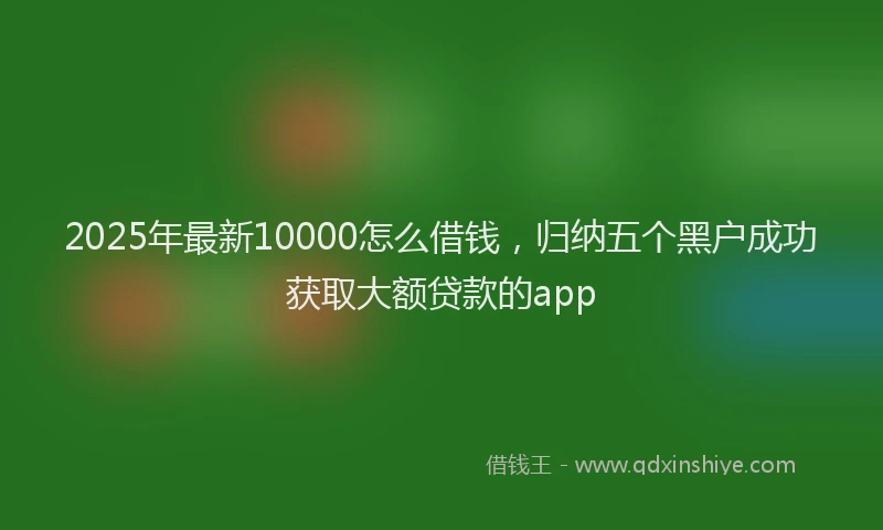 2025年最新10000怎么借钱，归纳五个黑户成功获取大额贷款的app