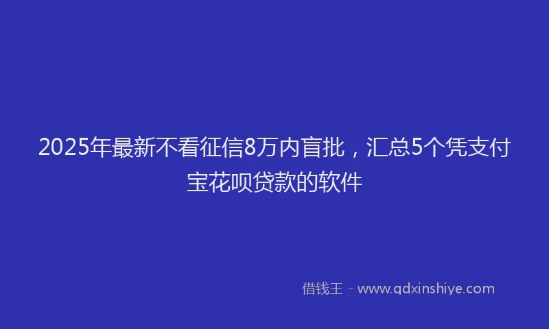 2025年最新不看征信8万内盲批，汇总5个凭支付宝花呗贷款的软件