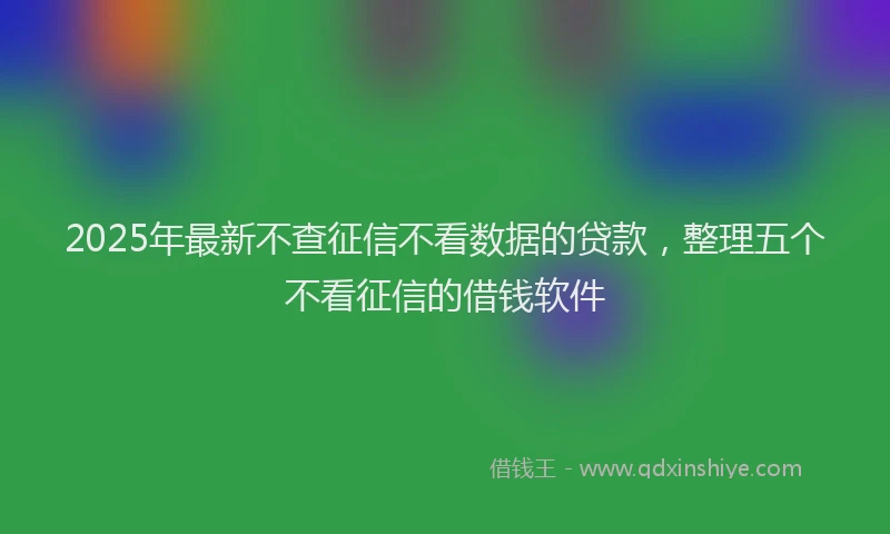 2025年最新不查征信不看数据的贷款，整理五个不看征信的借钱软件