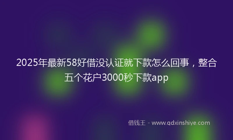 2025年最新58好借没认证就下款怎么回事，整合五个花户3000秒下款app