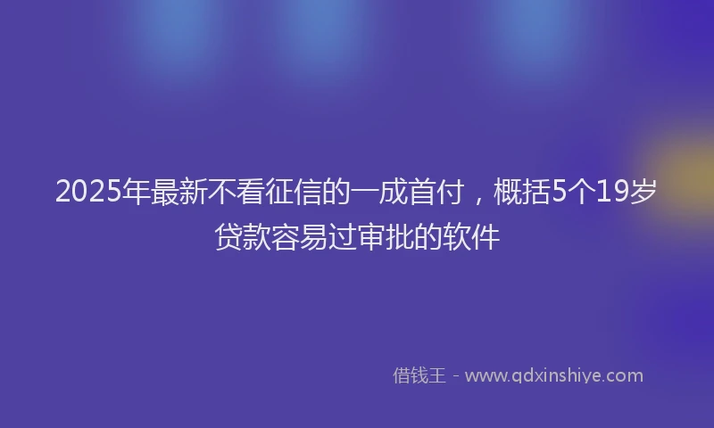 2025年最新不看征信的一成首付，概括5个19岁贷款容易过审批的软件