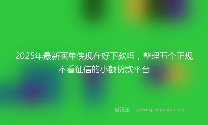 2025年最新买单侠现在好下款吗，整理五个正规不看征信的小额贷款平台