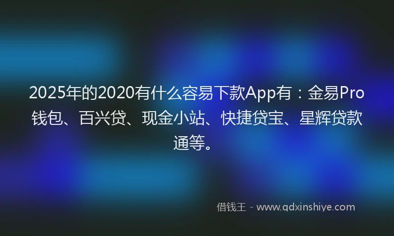 2025年的2020有什么容易下款App有：金易Pro钱包、百兴贷、现金小站、快捷贷宝、星辉贷款通等。