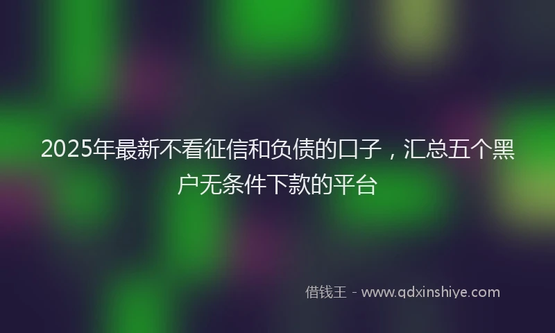 2025年最新不看征信和负债的口子，汇总五个黑户无条件下款的平台