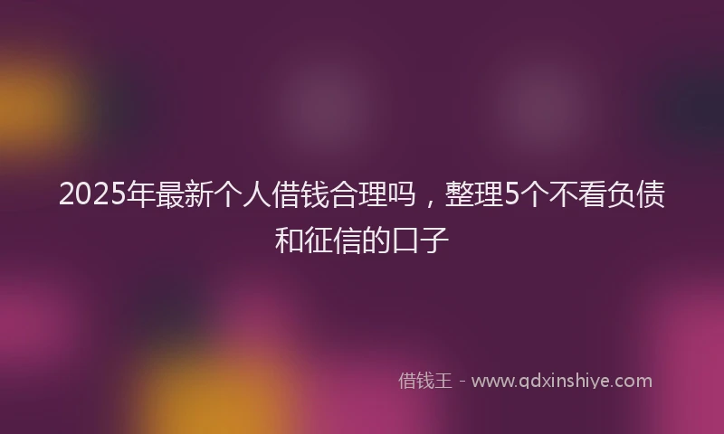 2025年最新个人借钱合理吗，整理5个不看负债和征信的口子
