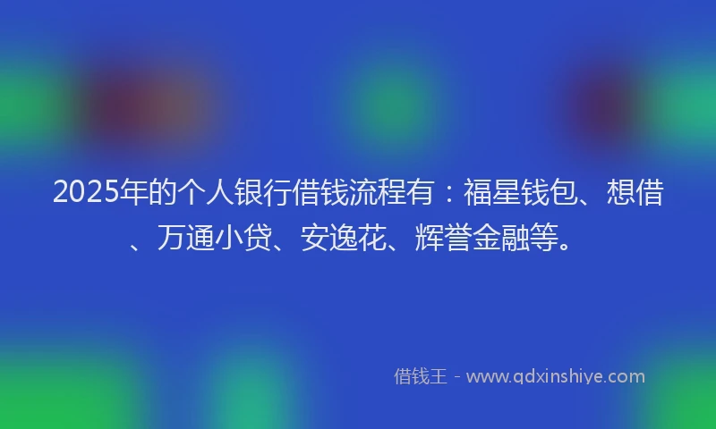 2025年的个人银行借钱流程有：福星钱包、想借、万通小贷、安逸花、辉誉金融等。