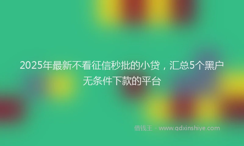 2025年最新不看征信秒批的小贷，汇总5个黑户无条件下款的平台