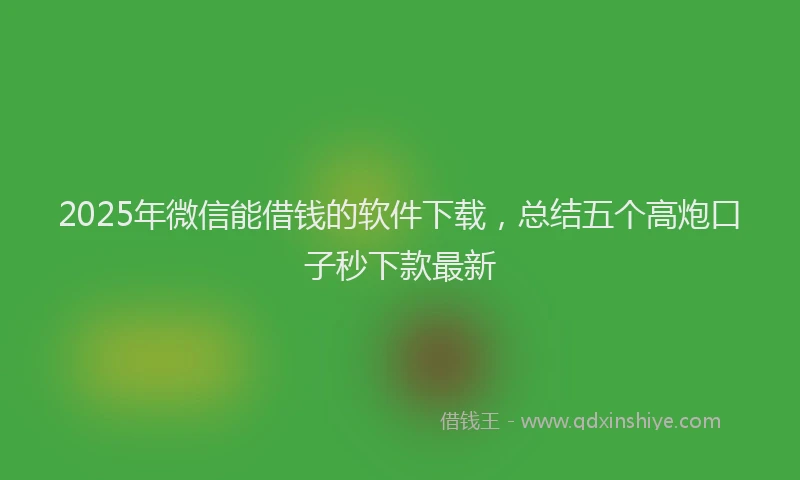 2025年微信能借钱的软件下载，总结五个高炮口子秒下款最新