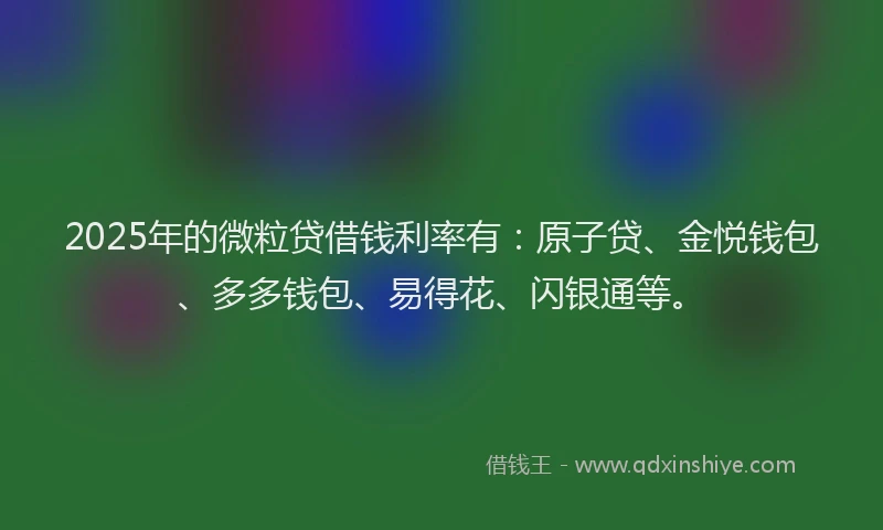 2025年的微粒贷借钱利率有：原子贷、金悦钱包、多多钱包、易得花、闪银通等。