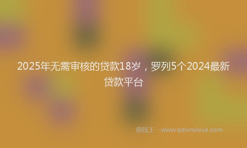 2025年无需审核的贷款18岁，罗列5个2024最新贷款平台