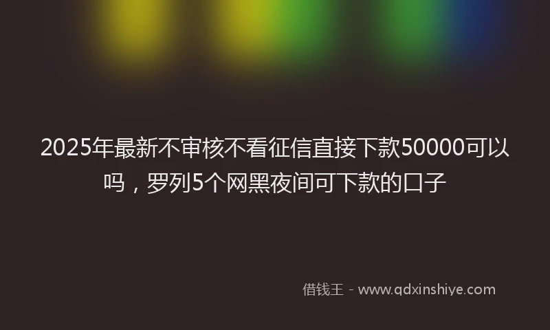 2025年最新不审核不看征信直接下款50000可以吗，罗列5个网黑夜间可下款的口子