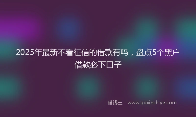 2025年最新不看征信的借款有吗，盘点5个黑户借款必下口子