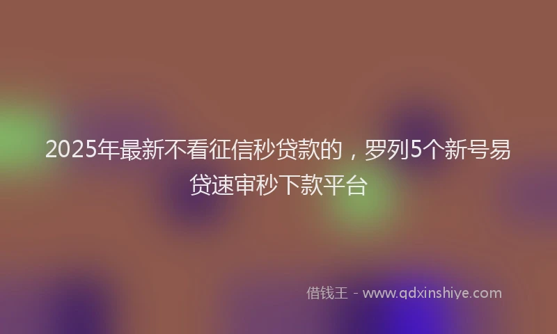 2025年最新不看征信秒贷款的，罗列5个新号易贷速审秒下款平台