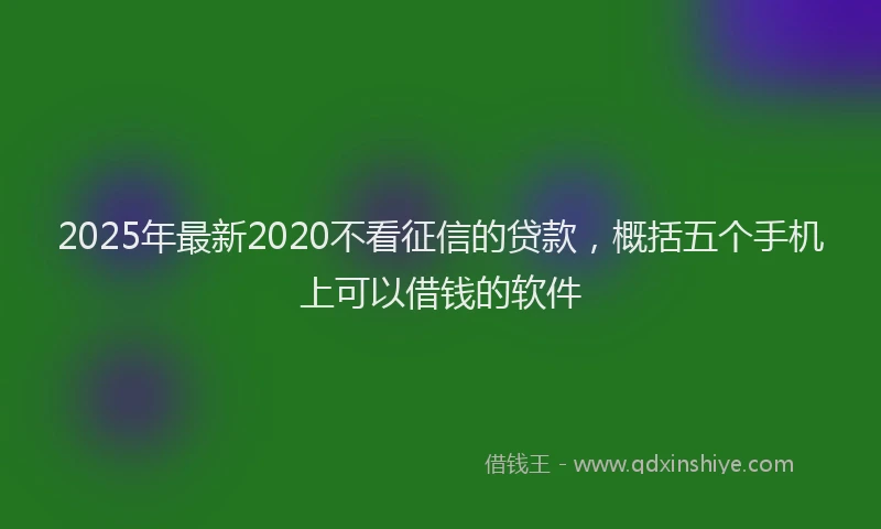2025年最新2020不看征信的贷款，概括五个手机上可以借钱的软件