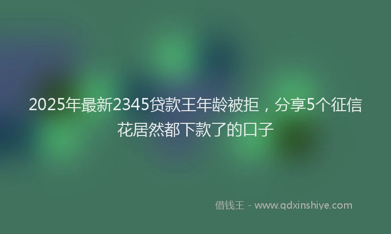 2025年最新2345贷款王年龄被拒，分享5个征信花居然都下款了的口子