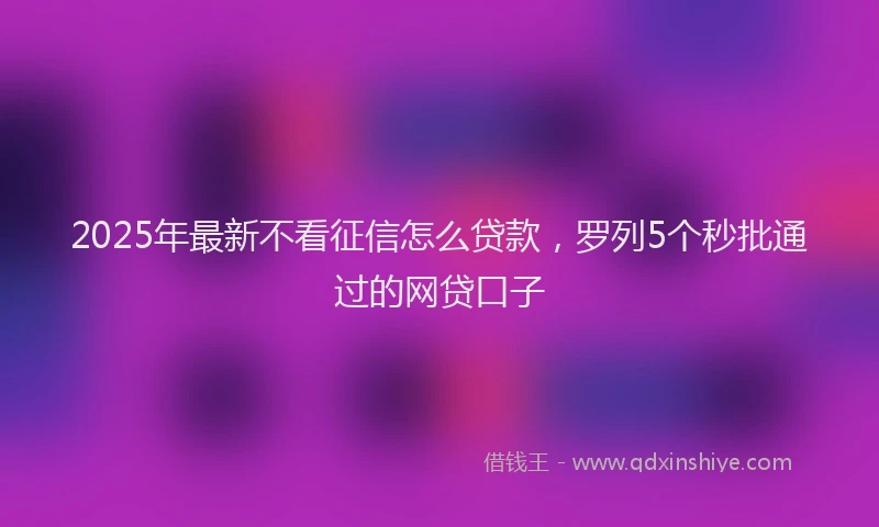 2025年最新不看征信怎么贷款，罗列5个秒批通过的网贷口子