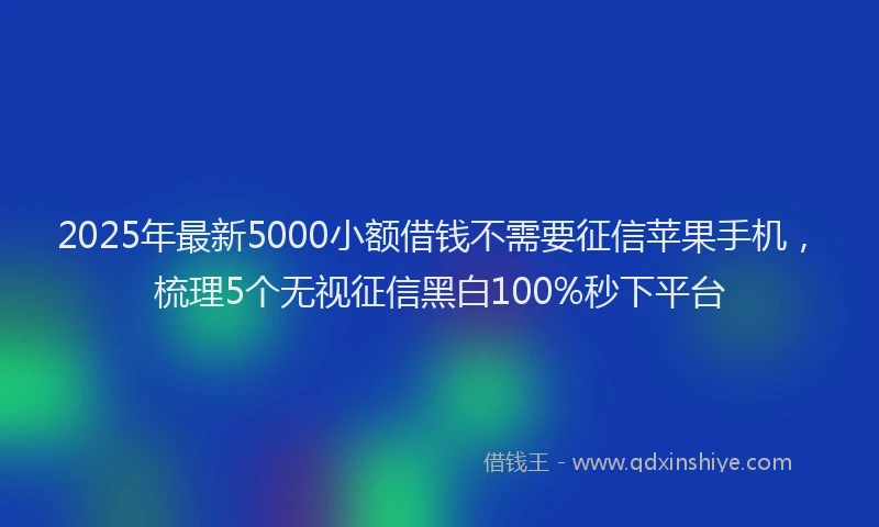 2025年最新5000小额借钱不需要征信苹果手机，梳理5个无视征信黑白100%秒下平台