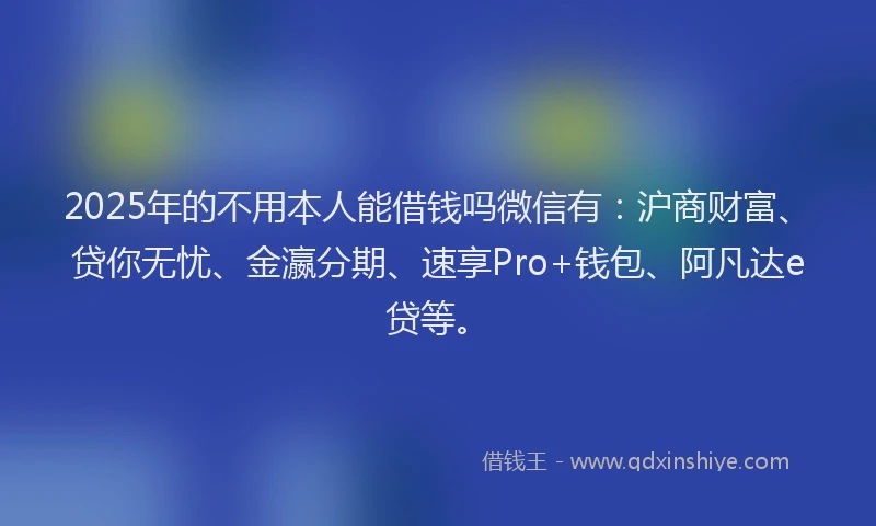 2025年的不用本人能借钱吗微信有：沪商财富、贷你无忧、金瀛分期、速享Pro+钱包、阿凡达e贷等。
