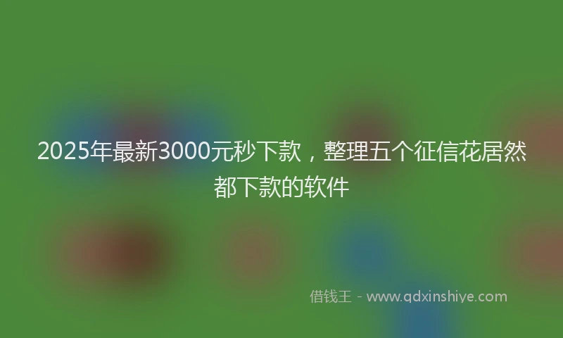 2025年最新3000元秒下款，整理五个征信花居然都下款的软件