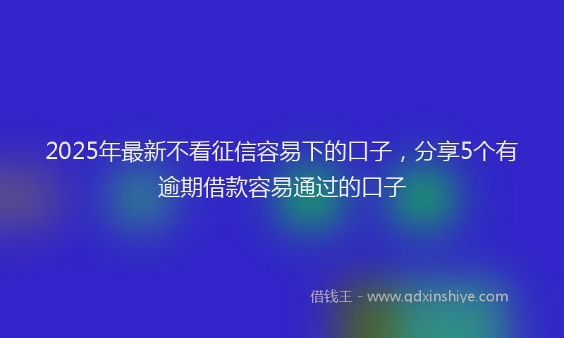 2025年最新不看征信容易下的口子，分享5个有逾期借款容易通过的口子