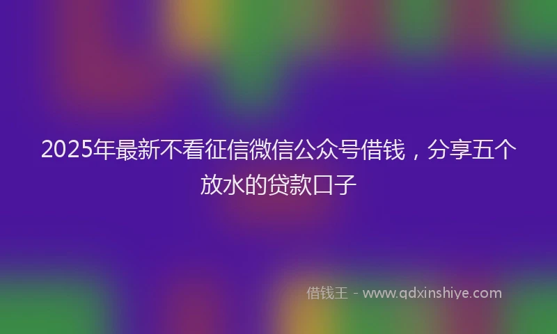 2025年最新不看征信微信公众号借钱，分享五个放水的贷款口子