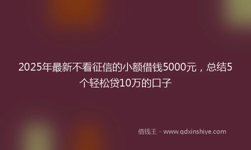2025年最新不看征信的小额借钱5000元，总结5个轻松贷10万的口子