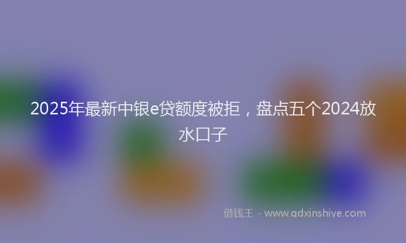 2025年最新中银e贷额度被拒，盘点五个2024放水口子