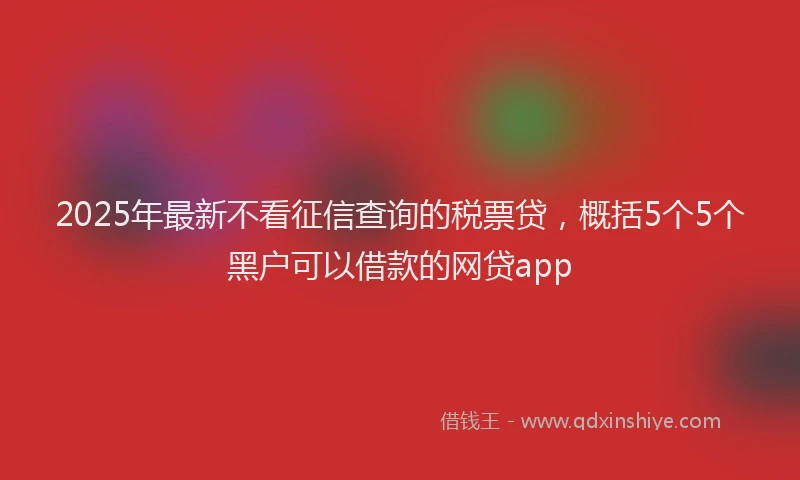 2025年最新不看征信查询的税票贷，概括5个5个黑户可以借款的网贷app