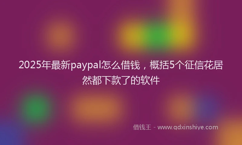 2025年最新paypal怎么借钱，概括5个征信花居然都下款了的软件