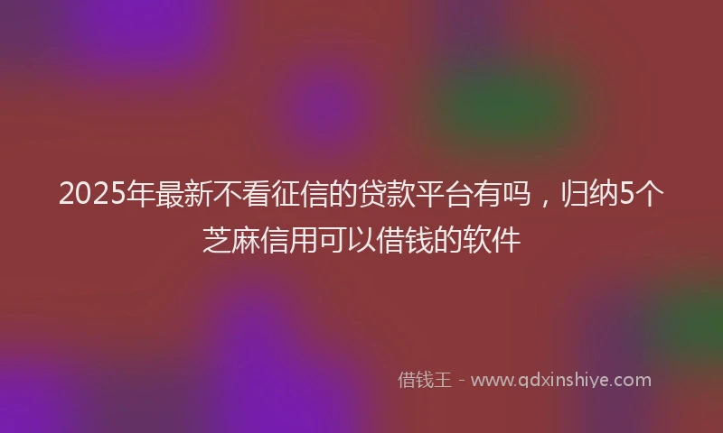 2025年最新不看征信的贷款平台有吗，归纳5个芝麻信用可以借钱的软件