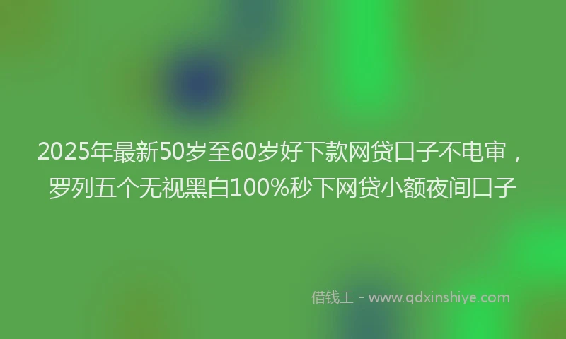 2025年最新50岁至60岁好下款网贷口子不电审，罗列五个无视黑白100%秒下网贷小额夜间口子