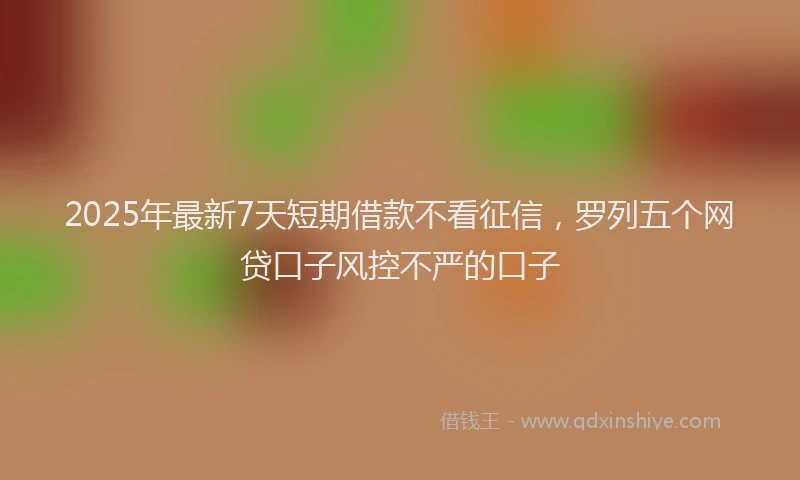 2025年最新7天短期借款不看征信，罗列五个网贷口子风控不严的口子