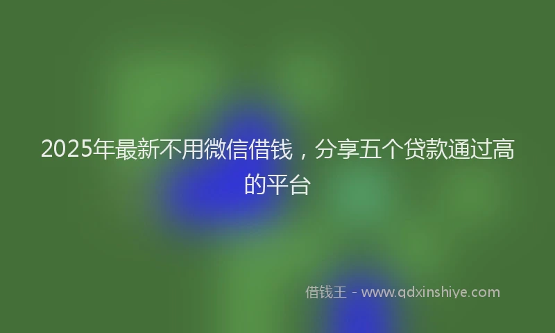 2025年最新不用微信借钱，分享五个贷款通过高的平台