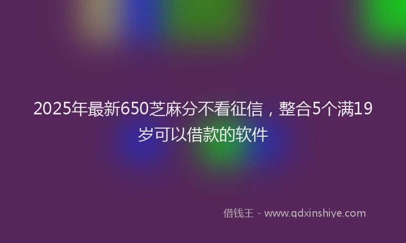 2025年最新650芝麻分不看征信，整合5个满19岁可以借款的软件