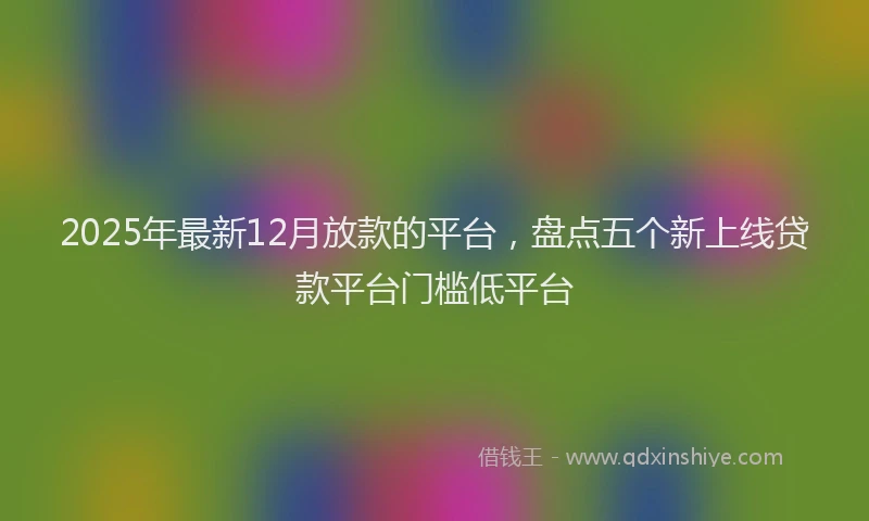 2025年最新12月放款的平台，盘点五个新上线贷款平台门槛低平台