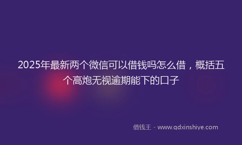 2025年最新两个微信可以借钱吗怎么借，概括五个高炮无视逾期能下的口子