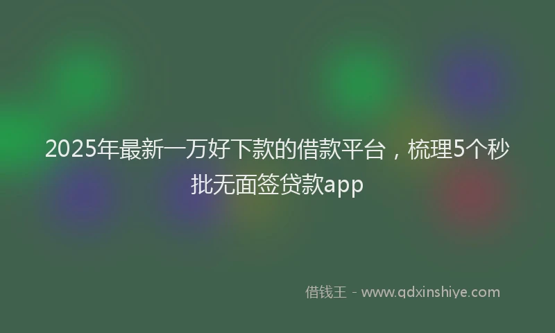 2025年最新一万好下款的借款平台，梳理5个秒批无面签贷款app