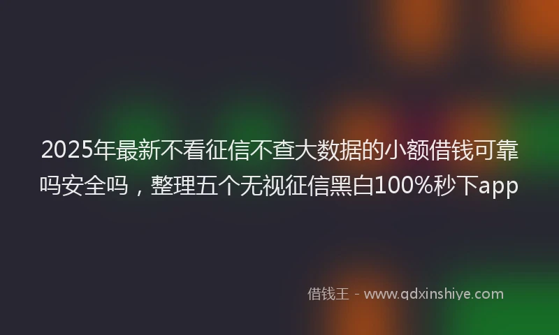 2025年最新不看征信不查大数据的小额借钱可靠吗安全吗，整理五个无视征信黑白100%秒下app