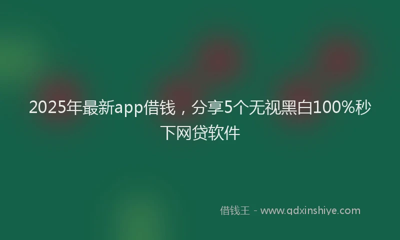 2025年最新app借钱，分享5个无视黑白100%秒下网贷软件