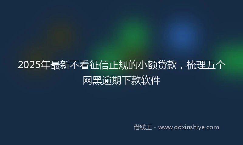 2025年最新不看征信正规的小额贷款，梳理五个网黑逾期下款软件