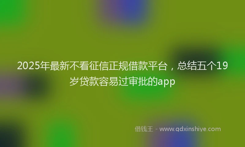 2025年最新不看征信正规借款平台，总结五个19岁贷款容易过审批的app