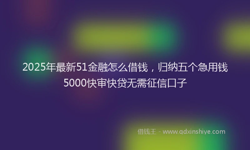 2025年最新51金融怎么借钱，归纳五个急用钱5000快审快贷无需征信口子